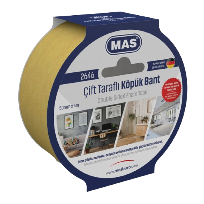Mas Çift Taraflı Köpük Bant 50 MM x 5 M 2646 - 12Adet - KOLİ