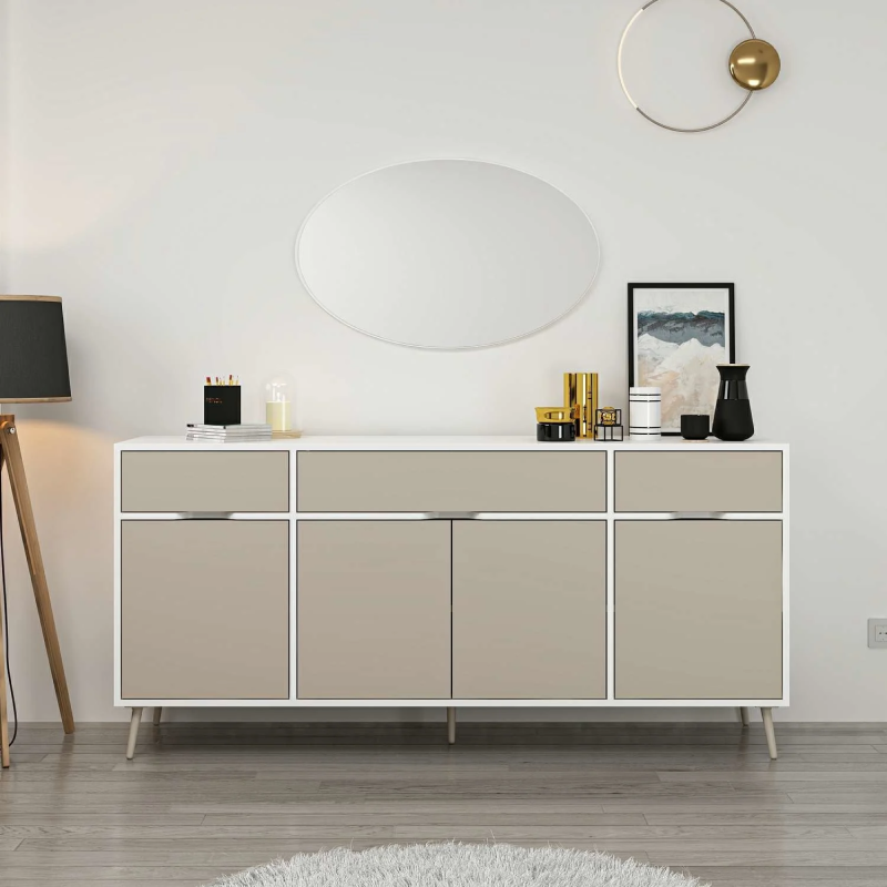 Minar Mobilya Elina Ayaklı Konsol Aynalı - Beyaz - Kumtaşı